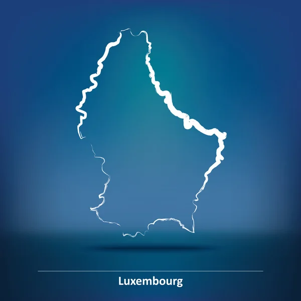 Doodle Mappa di Lussemburgo — Vettoriale Stock