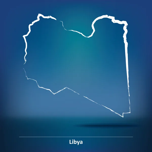 Doodle Map of Libya — Stock Vector