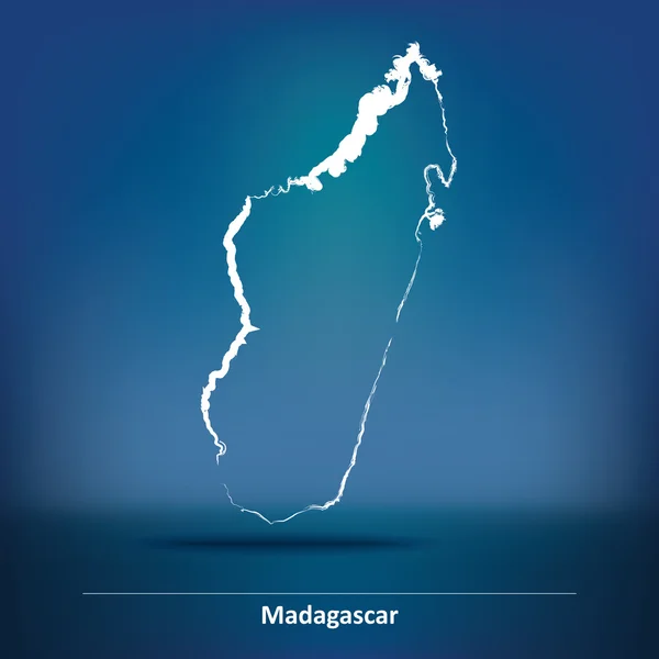 Doodle Mapa de Madagascar — Vector de stock