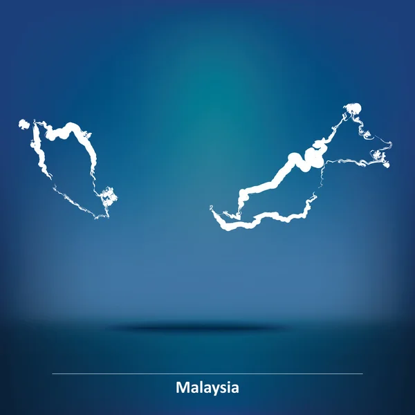Doodle kaart van Maleisië — Stockvector