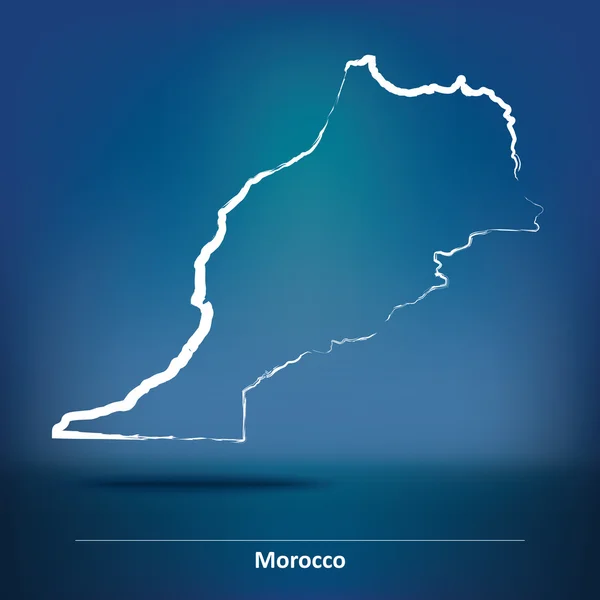 Doodle Mapa de Marruecos — Vector de stock