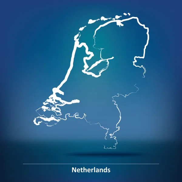 Doodle karta över Nederländerna — Stock vektor
