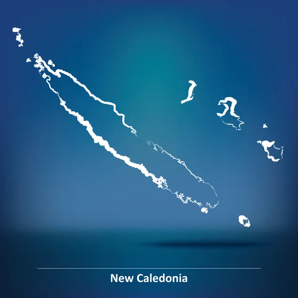 Doodle Mapa de Nueva Caledonia — Archivo Imágenes Vectoriales