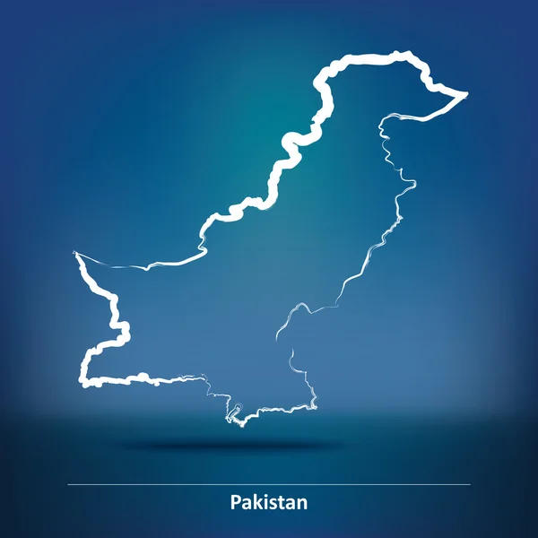 Doodle Mapa de Pakistán — Archivo Imágenes Vectoriales