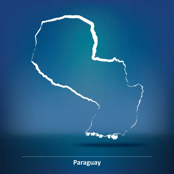 Doodle Mapa de Paraguay — Archivo Imágenes Vectoriales