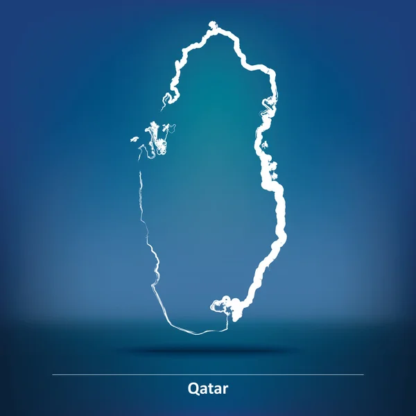 Doodle karta över Qatar — Stock vektor