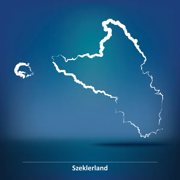 Doodle Mapa de Szeklerland — Vector de stock