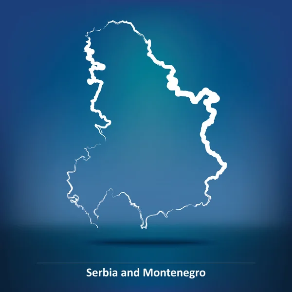 Doodle χάρτη της Σερβίας και Μαυροβουνίου — Διανυσματικό Αρχείο