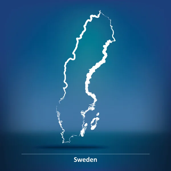 Doodle Map of Sweden — Stock Vector