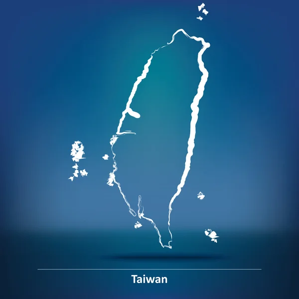 Carte Doodle de Taiwan — Image vectorielle