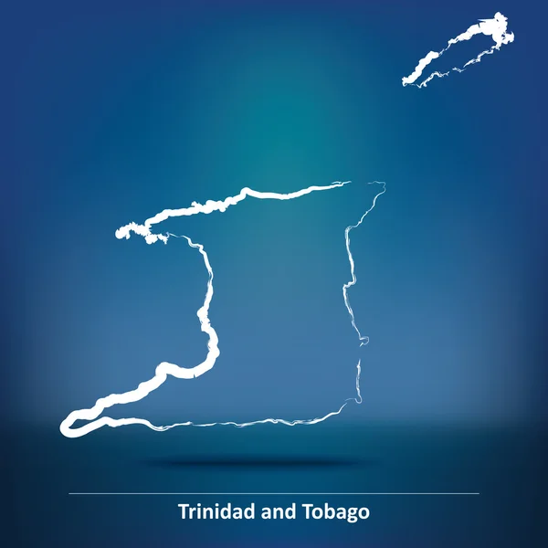Doodle Mapa de Trinidad y Tobago — Vector de stock