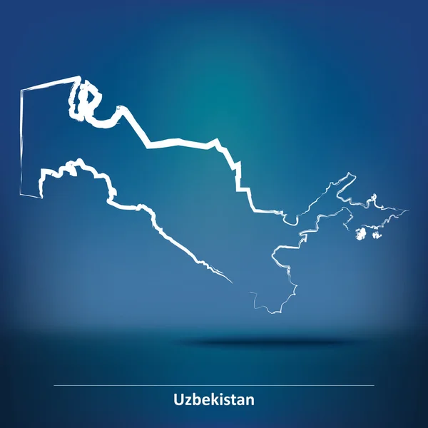 Doodle karta över Uzbekistan — Stock vektor