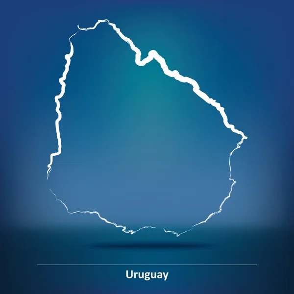 Carte Doodle de Uruguay — Image vectorielle