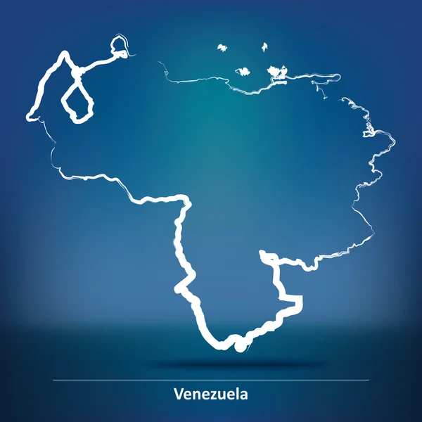 Doodle mapa de venezuela — Vetor de Stock