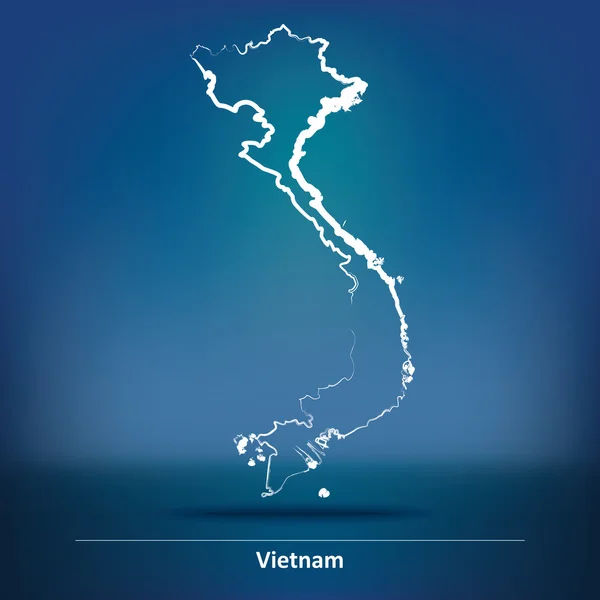 Doodle Mapa de Vietnam — Vector de stock