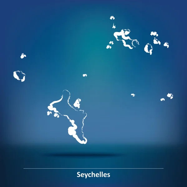 Doodle mapa de seychelles — Vetor de Stock