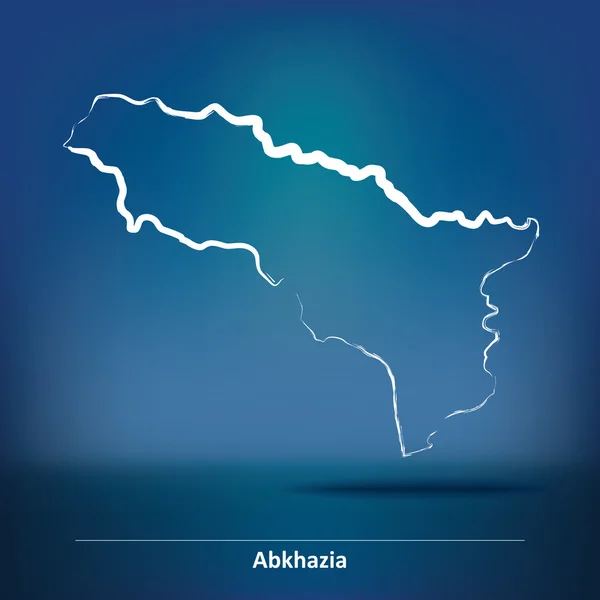 Doodle karta över Abchazien — Stock vektor