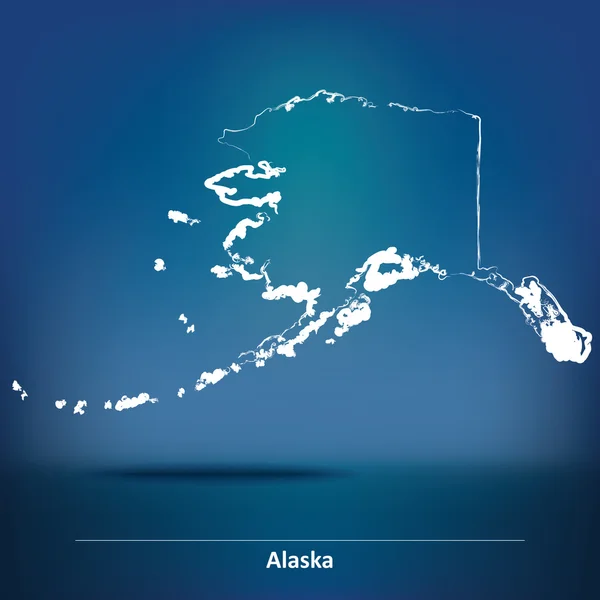 Carte Doodle de l'Alaska — Image vectorielle