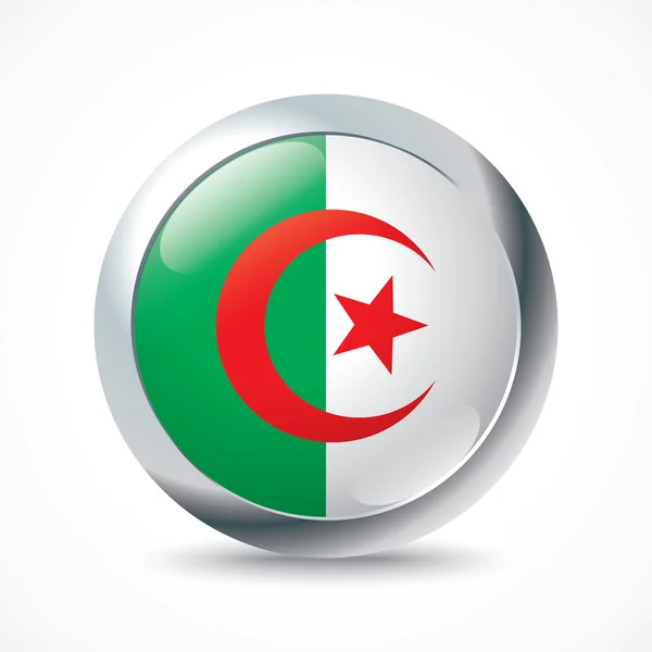 Botón de bandera algeria — Vector de stock