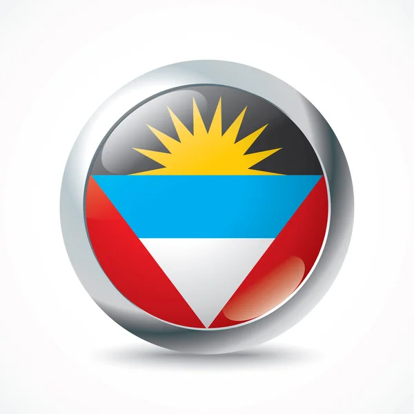 Antigua och Barbudas flagga knappen — Stock vektor