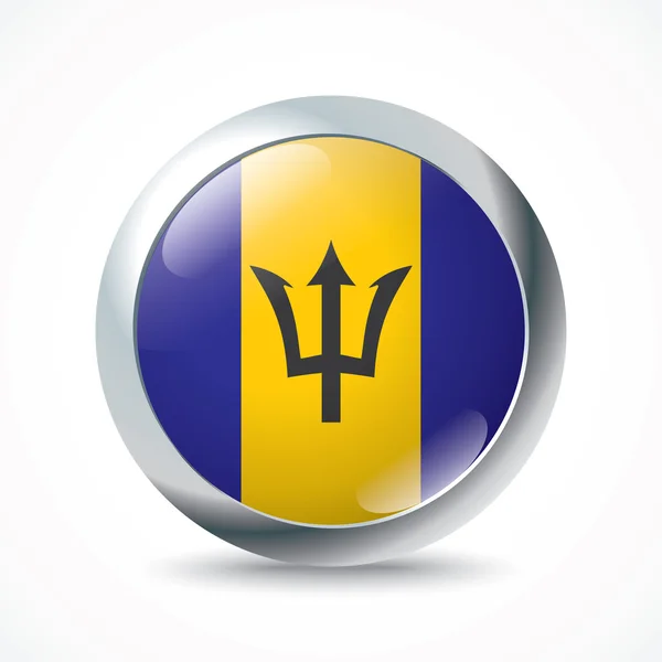 Bouton drapeau barbade — Image vectorielle