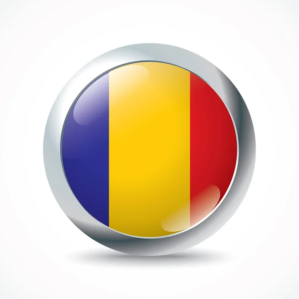 Tchads flagga knappen — Stock vektor
