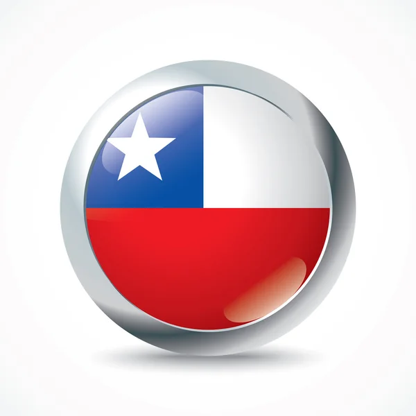 Chile botón de bandera — Vector de stock