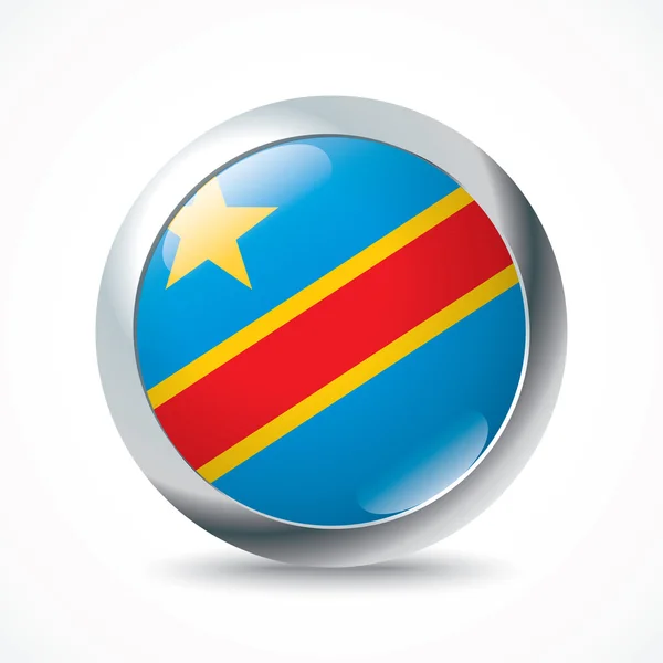 Botón de bandera de la República Democrática del Congo — Vector de stock