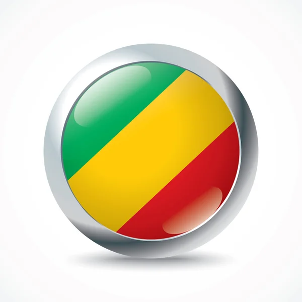 Republik Kongo Flagge Knopf — Stockvektor