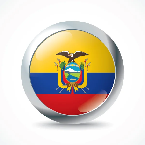 Botón bandera Ecuador — Vector de stock