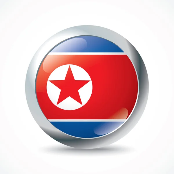 North Korea flag button — Stock Vector