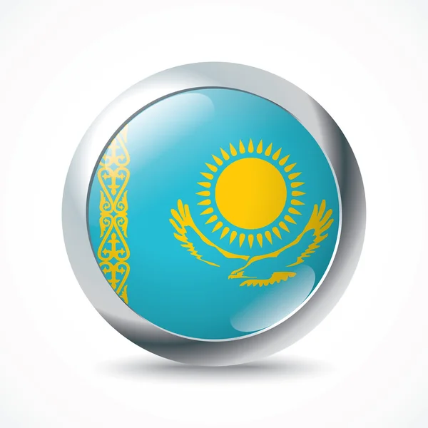 Kazakhstan flag button — Stock Vector