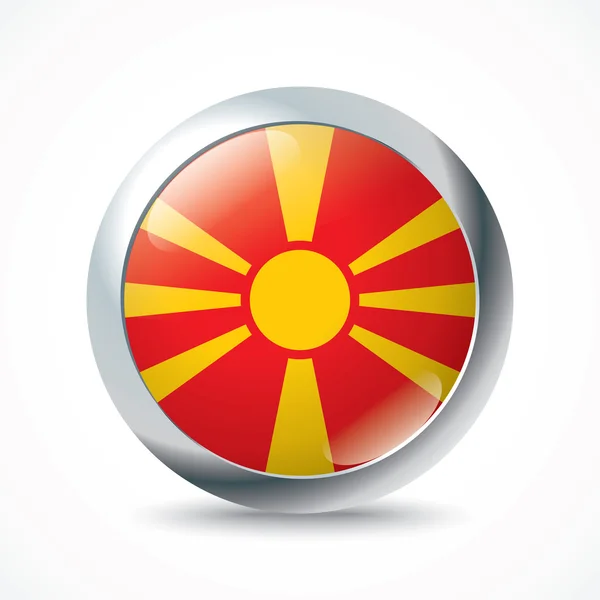 Botón bandera de Macedonia — Vector de stock