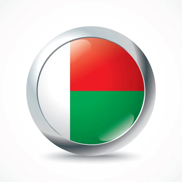 Bouton drapeau madagascar — Image vectorielle