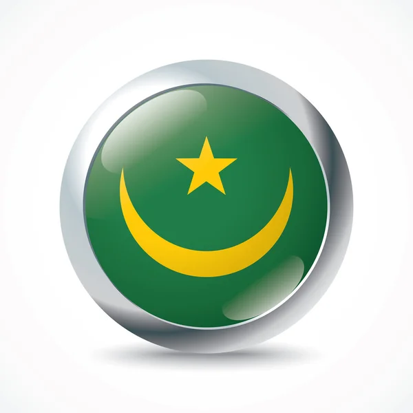 Bouton drapeau Mauritanie — Image vectorielle