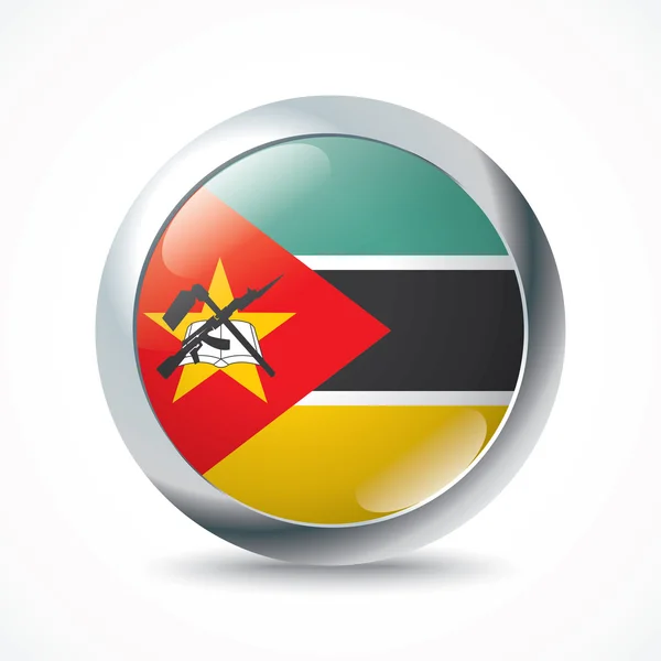 Botón bandera de Mozambique — Vector de stock