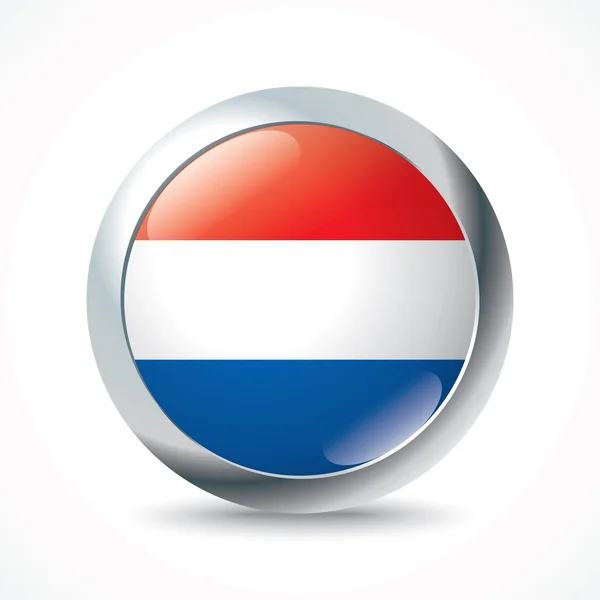 Nederländerna flagga knappen — Stock vektor