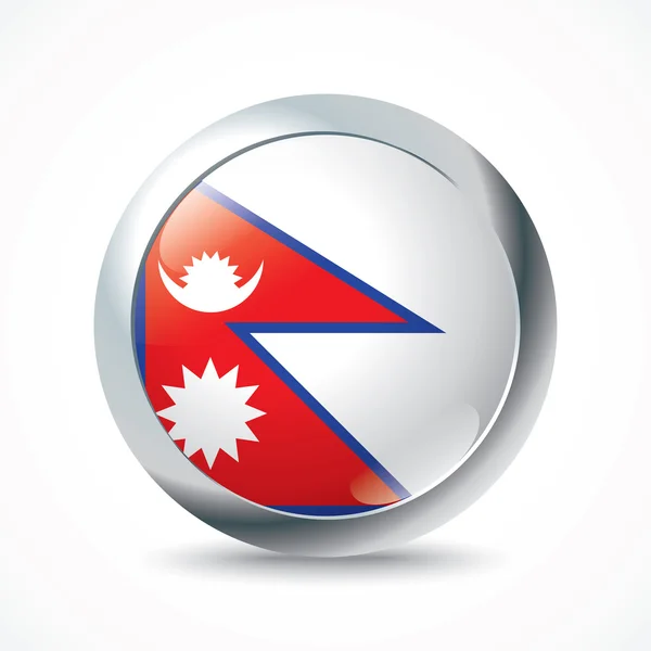 Botón bandera Nepal — Vector de stock