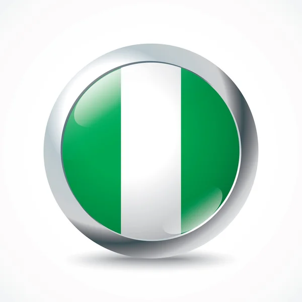 Botão bandeira Nigéria —  Vetores de Stock