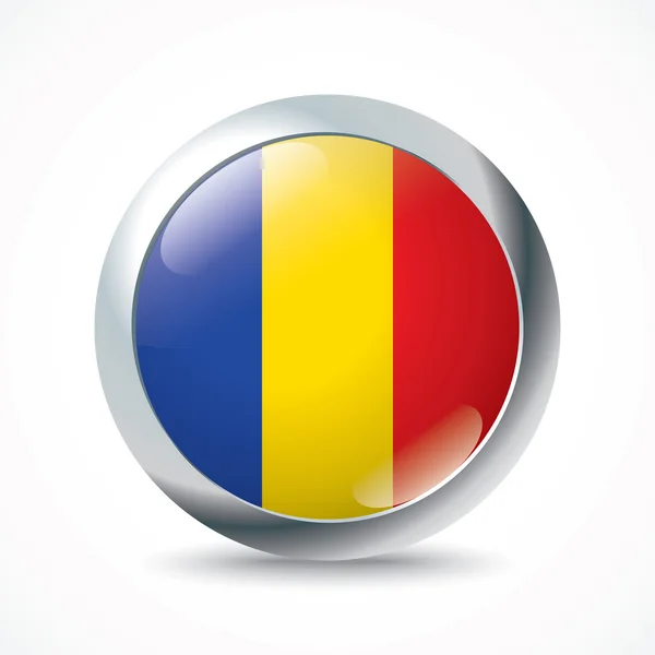Botão bandeira romania — Vetor de Stock