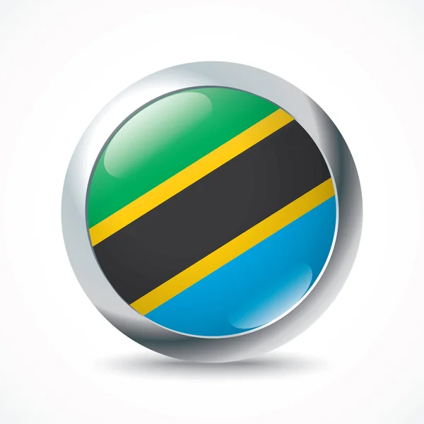 Botón bandera de Tanzania — Vector de stock