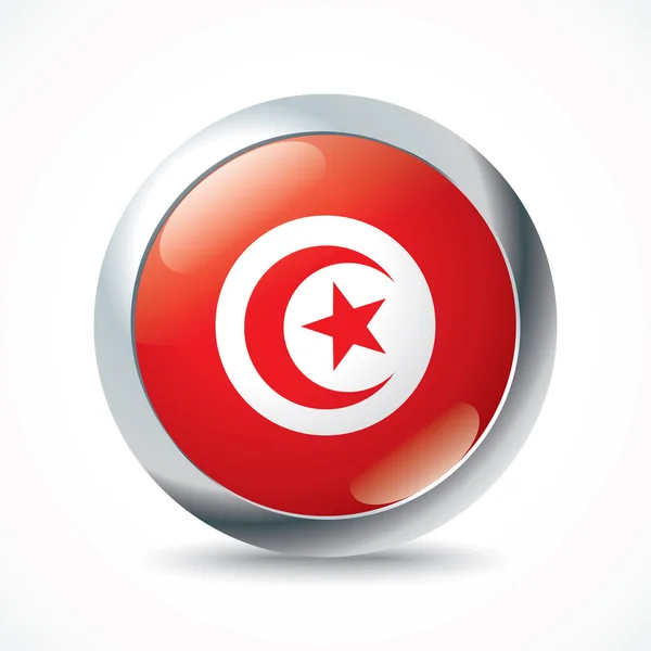 Tunísia botão bandeira — Vetor de Stock