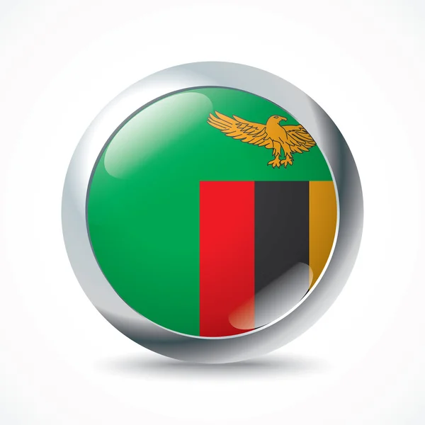 Botón bandera de Zambia — Vector de stock
