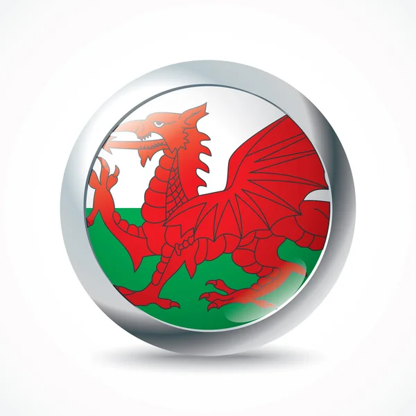 Wales flagga knappen — Stock vektor