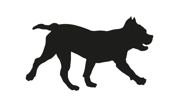 Силуэт Чёрной Собаки Бегущий Американский Щенок Хулиган Изолированный Белом Фоне — стоковый вектор