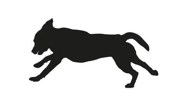 Силуэт Чёрной Собаки Запуск Лабрадор Ретривер Щенок Изолированный Белом Фоне — стоковый вектор