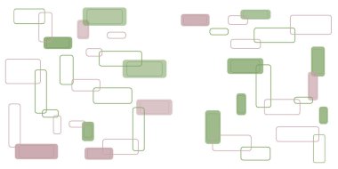 Çeşitli dikdörtgenlerden kusursuz desen. Vektör çizimi. Beyaz arkaplanda izole elementler.