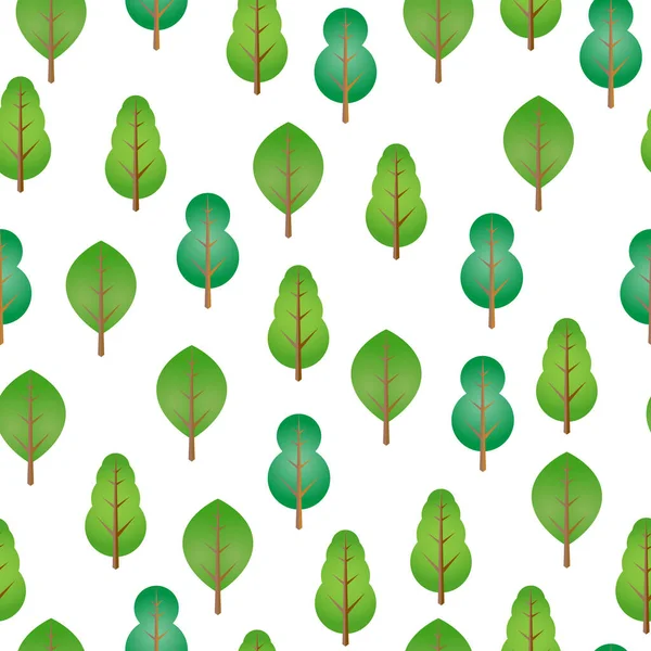 Patrón Sin Costuras Árboles Verdes Concepto Ecológico Conservación Ambiental Ilustración — Vector de stock