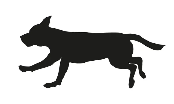 Τρέχει Αγγλικά Κουτάβια Beagle Μαύρη Σιλουέτα Σκύλου Απομονωμένο Λευκό Φόντο — Διανυσματικό Αρχείο