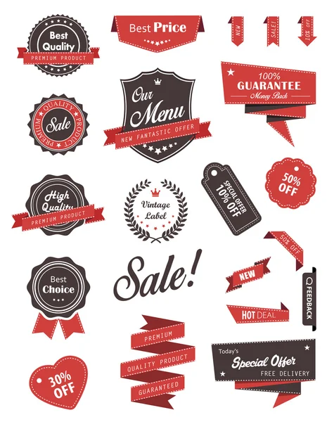 Vector set van banners, etiketten, linten en stickers. — Stockvector